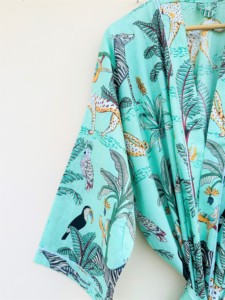 Kimono de algodón con estampado de bloques a mano al por mayor, bata de baño para spa y gofres, alta absorción de agua, calidad 100% suave y de primera calidad - Product Image 2