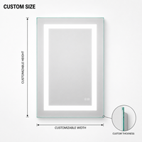 Kingstin miroir LED intelligent sans cadre pour salle de bain, lumière 3 couleurs dimmable, tactile antibuée, mural sur mesure