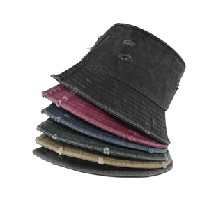 Chapeau bob à large bord déchiré et délavé pour hommes et femmes, chapeau de soleil en toile de coton vintage avec détails usés - Product Image 1