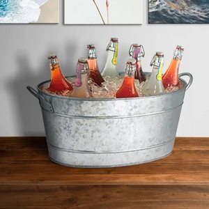 Tina de acero galvanizado ovalada grande de calidad de lujo manijas de cubo de hielo de Metal decoración de exhibición de almacenamiento multiusos para fiesta boda - Product Image 3