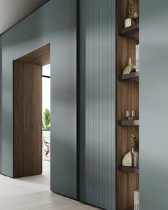 Italian Luxury Modern Bedroom Furniture Set Dark Grey Wardrobe Bed <b>Bedside</b> <b>Table</b> Integrated Always Boiserie Wall Panel Suit - Product Image 3