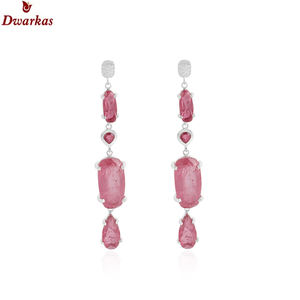À la mode Doublet Rose Tourmaline Quartz Pierre Boucles D'oreilles En Argent Sterling 925 pour les Femmes Style Classique-pour Cadeau De Fête De Mariage - Product Image 2