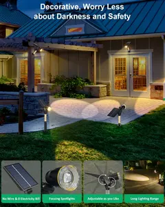 2pc IP65 Waterproof Solar Landscape Lawn Led Spot Light Wall Light Adjustable Solar Garden Light