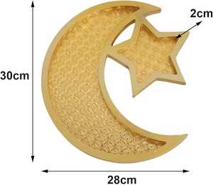 Bandeja de Madera Maciza con Diseño de Luna y Estrella para Servir en Ramadán, Plato Decorativo Eid Mubarak, Plato para Aperitivos, Dátiles, Regalo Artesanal para Fiestas Islámicas - Product Image 2