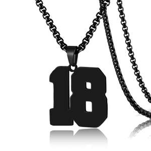 Nouveau collier pendentif numérique Double face à la mode Simple collier en acier inoxydable plaqué de Style hip-hop pour femmes hommes - Product Image 1