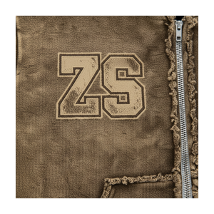 Heavyweight 370 GSM sweat à capuche zippé premium brossé polaire tissu marron surdimensionné broderie personnalisée chenille patch basics Hoodie - Product Image 6