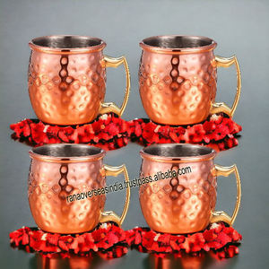 Mini tasse en cuivre Mule de Moscou meilleure vente tasse martelée avec poignée en laiton pour la maison cuisine Bar verres - Product Image 4