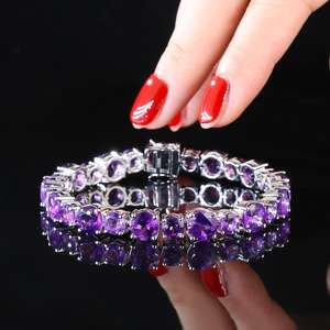 สร้อยข้อมืออเมทิสต์ธรรมชาติ925สเตอร์ลิงเงินสร้อยข้อมืออเมทิสต์สำหรับเทนนิสของขวัญที่ละเอียดอ่อนสำหรับผู้หญิง - Product Image 5