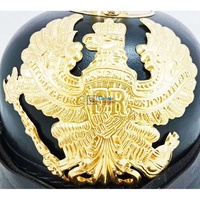 Mittelalterlicher Deutscher Preußischer Pickelhaube-Helm Leder Messing Adler-Emblem Spitze Holzständer Handgefertigt Leicht Langlebig