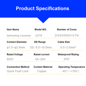 Tùy chỉnh 2 3 4 5 6 8 9pin IP67 IP68 Nam Nữ cắm M19 Prewired không thấm nước kết nối điện cho ngoài trời LED chiếu sáng - Product Image 3