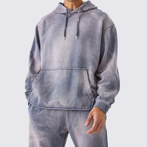 Survêtements pour hommes avec des dessins personnalisés, en particulier pour une collection d'hiver tendance pull à capuche Acid Wash Hoodies Set - Product Image 6