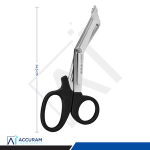 Medical Trauma Shears Bandage <b>Scissors</b> Black 14.5cm Stainless Steel Angled Blunt Emergency Surgical Hospital Paramedics Nurses - Product Image 5