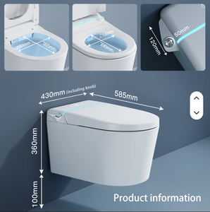 WC Elettrico Intelligente a Parete con Coperchio ad Apertura Automatica, Sedile Riscaldato, Scarico a Sifone, Telecomando, Design Moderno in Ceramica, Funzione Riscaldamento - Product Image 2