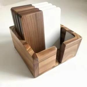 Simple Wooden coaster square with <b>Holder</b> Stand Kitchen Accessories Wooden coaster Coffee <b>Mug</b> - Product Image 4