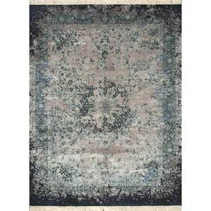 Alfombras de Lana y Seda Azules Hechas a Mano del Lejano Oriente, Modelo Skrt-814, Rectangulares, con Medallones y Patrones Abstractos para el Hogar y la Sala de Estar - Product Image 4