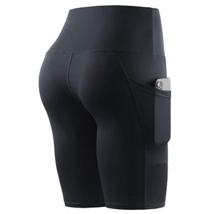 Short de yoga personnalisé sans couture pour les femmes, violet foncé, vêtements de sport extensibles flexibles à taille haute - Product Image 4