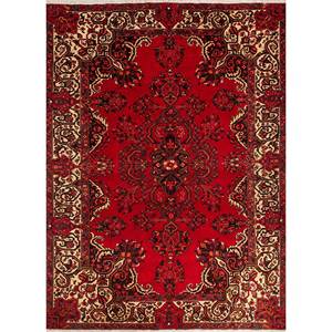Tapis en laine noué à la main Aalam, motif médaillon rectangulaire abstrait rouge-orange, pour la maison - Pae-4935, tapis 9x12 pour entrée et couloir - Product Image 1