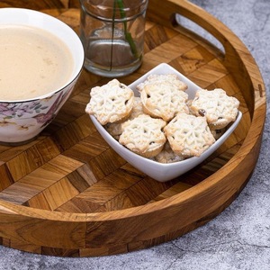 Bandejas redondas de madera de un solo nivel para servir y exhibir, para bebidas de escritorio, uso de especias, grado alimenticio sostenible - Product Image 5