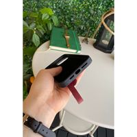Aura-Étui de téléphone rouge bordeaux avec dragonne pour iPhone 13 Pro Max recouvert de cuir véritable avec compartiment pour cartes