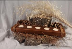 Portavelas de madera antiguo Portavelas pulido hecho a mano por Unique Craft India para decoraciones navideñas - Product Image 3