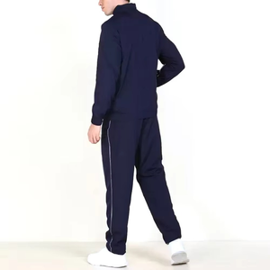 Ensemble de survêtement unisexe bleu marine, style sportif, respirant, en polyester, deux pièces, avec fermeture éclair intégrale, poches latérales, coupe classique, idéal pour l'été - Product Image 6