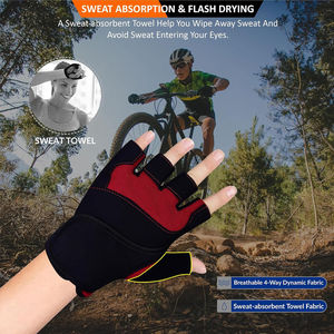 Gants de cyclisme à demi-doigts de nouvelle conception avec coussinets antidérapants et amortisseurs pour l'entraînement cycliste en extérieur - Product Image 5