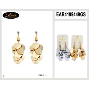 Accessori lunghi ed eleganti con orecchini quadrati colorati di perle metalliche - Product Image 4