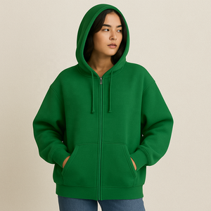 Sweat à capuche zippé bleu roi tendance grande taille, commandes en gros, haute qualité, 100% coton, polaire épaisse, 400 GSM et plus, respirant, chaud pour l'hiver - Product Image 2