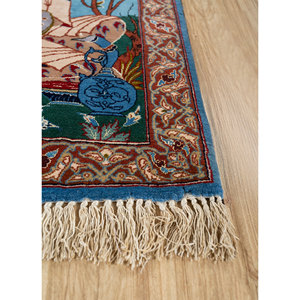 Tapis en laine noué à la main Aalam Blue Pae-4476, motif floral rectangulaire pour la décoration de la maison, salon, taille 9x12, pour adolescents - Product Image 4