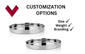 จานกลมทำจากสเตนเลสสตีลสำหรับงานปาร์ตี้ร้านอาหารและบ้านสำหรับของขวัญจานโลหะ - Product Image 3