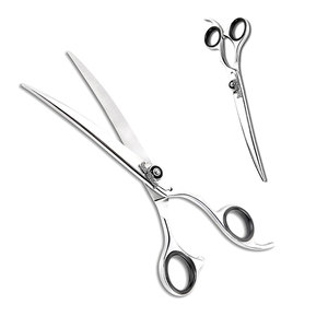 Admite un aseo rápido y sin estrés, tijeras profesionales negras rectas para el cuidado de mascotas, borde convexo afilado de 7,5" - Product Image 3