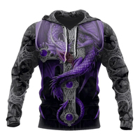 Sudadera con Capucha de Moda para Hombre, Diseño de Doble Cabeza de Lobo 3D, Bordado y Sublimación, Forro Polar Antipilling de 180g, Gran Venta