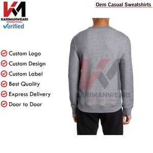 Premium Crew Neck Custom Logo <b>Men's</b> Sweatshirt 63% Cotton 37% Polyester 330GSM Heavyweight Blank Fleece <b>Pullover</b> Soft - Product Image 3