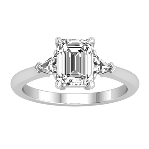 Women's 9K Yellow White Gold Radiant Cut Lab Grown Diamond Engagement Wedding <b>Band</b> <b>Ring</b> 2.1Cts VS Clarity EF Color IGI Certified - Product Image 3