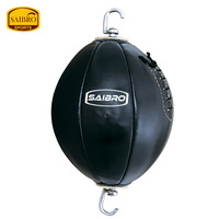 Ballon de vitesse de boxe SAIBRO en cuir PU, sac de frappe réflexe double extrémité, fermeture à lacets, rotation à 360 degrés, pour adultes