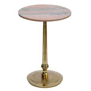 Table ronde moderne en aluminium de haute qualité avec finition en métal doré et noir Table basse ronde pour meubles de maison - Product Image 4