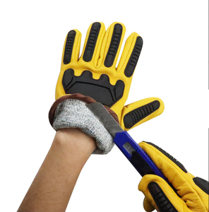 ถุงมือซันนี่ TPR Keystone Thumb Arc ป้องกันแรงกระแทก ป้องกันการบาด ทนน้ำ หนังวัวลายละเอียดสีเหลือง หนา 1.0-1.1 มม. - Product Image 4