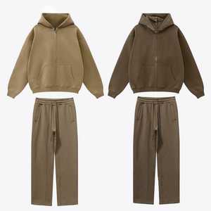 Ensemble de survêtement deux pièces MOVATEXTILE avec logo personnalisé, pantalon de jogging basique unisexe et sweat-shirt à capuche court, couleur unie - Product Image 6