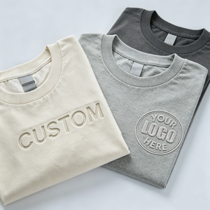T-shirts unisexes avec impression de logo, t-shirts en coton avec impression en relief, vêtements personnalisés avec impression 3D en relief, étiquettes de vêtements texturées, t-shirts pour hommes de luxe - Product Image 3