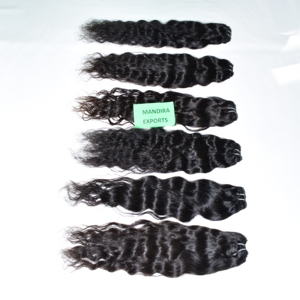 100% Venta al por mayor natural crudo sedoso color negro paquetes ondulado tejido profundo proveedor Sur indio templo extensiones de cabello humano - Product Image 1