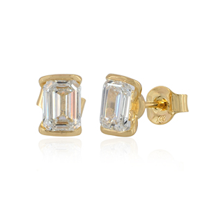 14K Solid Gold 2.02 Ct Emerald Cut Lab Grown Diamond <b>Stud</b> <b>Earrings</b> Luxury <b>Fine</b> Jewelry Wholesale - Product Image 2