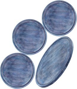 Sustainable Mango Wood Round <b>Dinner</b> Platter Blue Antique Wooden Serving <b>Tray</b> for Home Decor Food Vegetables Fruit Appetizer <b>Tray</b> - Product Image 4