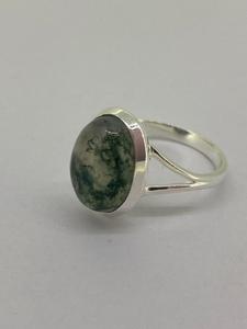 Women's 925 Sterling Silver <b>Ring</b> Fine Jewelry with Oval Natural Green <b>Moss</b> <b>Agate</b> Gemstone for Wedding or Valentine's Day Gift - Product Image 3
