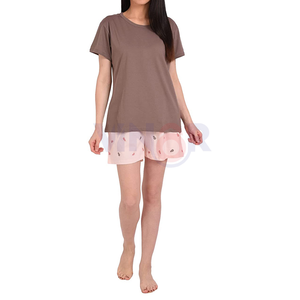 Conjunto doble ajustado para mujer 100% algodón ropa de verano personalizada-Pantalones cortos de patrón sólido y Top precio al por mayor conjuntos gemelos para mujer - Product Image 1