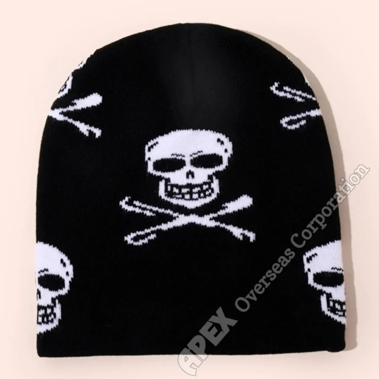No MOQ Unisex Skull and Bone Caps Hats Men Black Acrylic Winter Warm Cross Bone Beanie Caps for Men and Women 2023