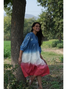 ชุดเดรสผ้าฝ้ายออแกนิกสไตล์โบโฮสำหรับผู้หญิงเดรสพิมพ์ลายสไตล์โบโฮสำหรับใส่ในรีสอร์ทสไตล์อินเดียเป็นมิตรต่อสิ่งแวดล้อมฤดูร้อน - Product Image 5