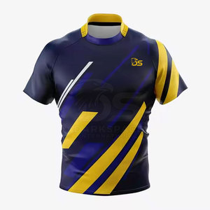 Maillot de rugby pour hommes grande taille personnalisé de haute qualité, anti-bactérien, vente en gros, manches courtes, uniforme sportif en polyester, service OEM - Product Image 2