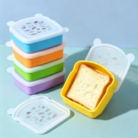 Boîte à lunch portable sans BPA pour enfants, compatible micro-ondes, boîte à repas chauffable, boîte de rangement pour sandwichs, toasts et pain, boîte à lunch en silicone