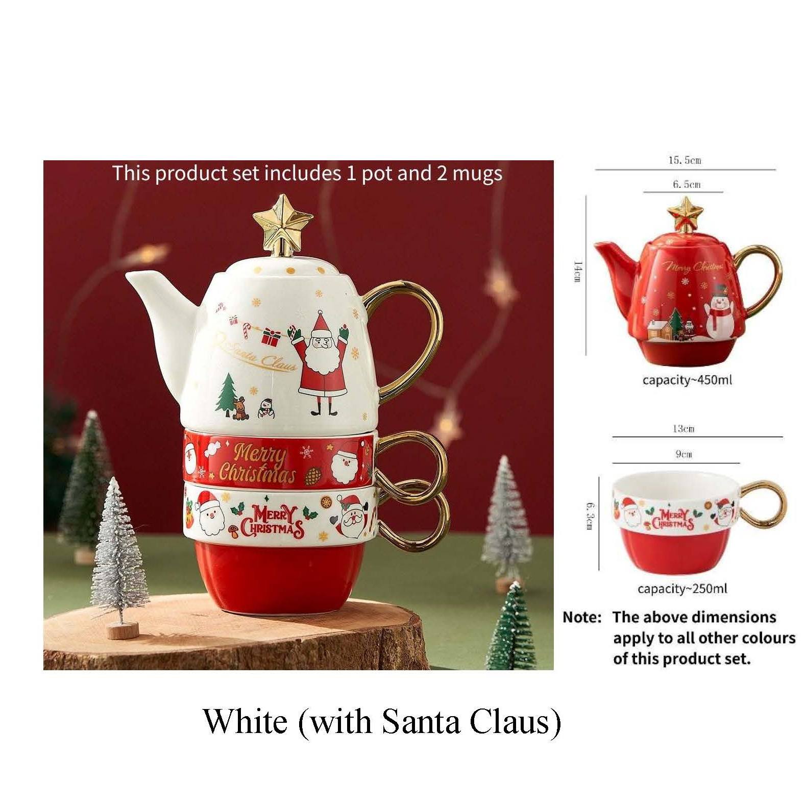 White (w/Santa Claus) - pot + 2 cups