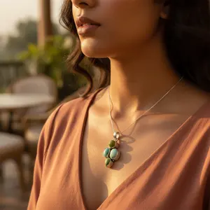 Colgante de Plata 925 con Turquesa para Mujer, Hecho a Mano, Uso Diario Religioso, con Baño de Rodio, Colgante con Dije de Rubí - Product Image 3